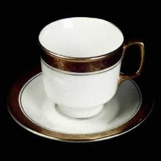 Franciscan Kasmir Flat Cup & Saucer Set, Fine China Dinnerware   7000 Shape,Gold