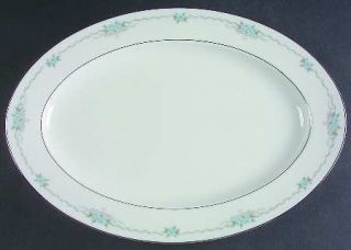Style House Corsage 14 Oval Serving Platter, Fine China Dinnerware   Blue Roses
