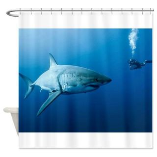 Great White Shark Shower Curtain  Use code FREECART at Checkout