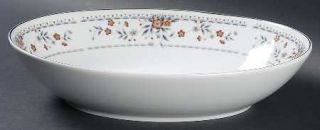 Sone Claremont 10 Oval Vegetable Bowl, Fine China Dinnerware   Gray & Rust Flow