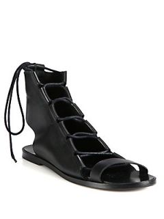 Pierre Hardy Leather Lace Up Sandals   Black
