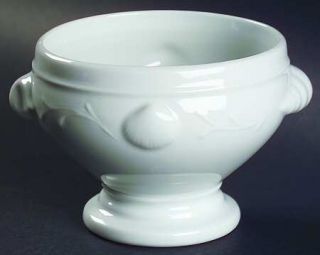 Apilco Ocean Individual Handled Soup Bowl, Fine China Dinnerware   White,Raised