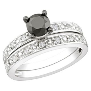1 ct Black & White Diamond Bridal Set Ring 5.0