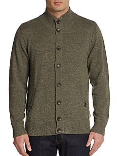Wool & Cashmere Button Front Cardigan   Olive
