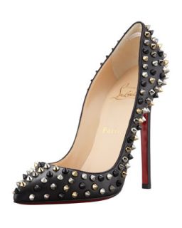 Pigalle Spikes Red Sole Pump, Black   Christian Louboutin