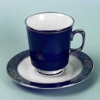 Franciscan Nouvelle Ebony Footed Cup & Saucer Set, Fine China Dinnerware   7000