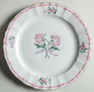 Bernardaud Les Deux Roses Salad Plate, Fine China Dinnerware   Versailles,Pink R