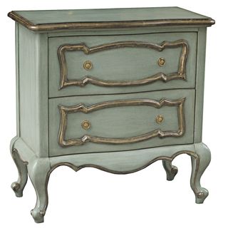 Hand Painted Distressed Light Green Finish Accent Chest