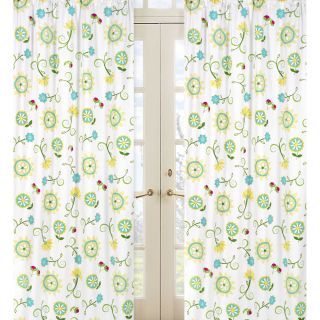 Turquoise And Lime Floral 84 inch Curtain Panel Pair