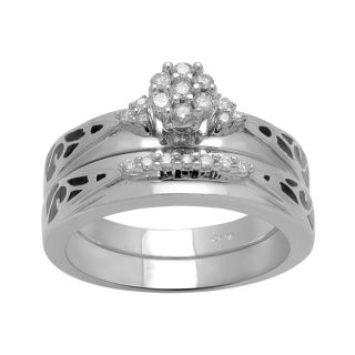 1/5 CT. T.W. Diamond Wedding Ring Set Sterling Silver, White, Womens