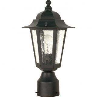 Cornerstone 1 Light Textured Black With Clear Seed Post Lantern
