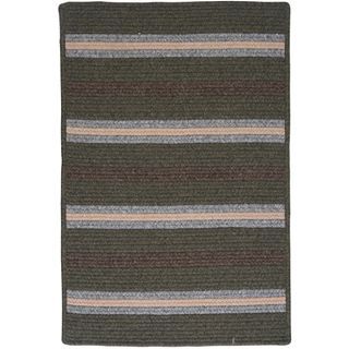 Fairfield Striped Reversible Braided Rectangular Rugs, Olive