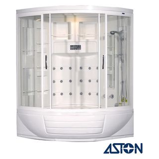Aston White 87 inch 18 jet Steam Shower With Whirlpool Tub (WhiteMaterials Acrylic, fiberglass, tempered glass, ABS, PVCCapacity One (1)Number of body jets 18ET/CETL approvedUL listed ETL under UL standard 499Hardware finish ChromeNumber of boxes this
