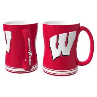Boelter Brands NCAA 2 Pack Wisconsin Badgers Sculpted Relief Style Coffee Mug  