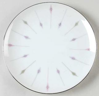 Harmony House China Carousel Salad Plate, Fine China Dinnerware   Gray,Pink & La