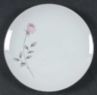 Gildhar Enchantment Salad Plate, Fine China Dinnerware   Pink Rose, Platinum Tri