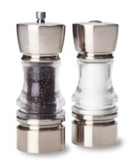 Olde Thompson Crown Pepper Mill & Salt Shaker Set, 6.5 in, Stainless Top, Filled