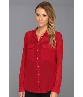 KUT from the Kloth Nora Lightweight Button Down Blouse Womens Blouse (Red)