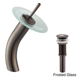 Kraus Glass Disk Waterfall Oil Rubbed Bronze Faucet Withpop Up Drain