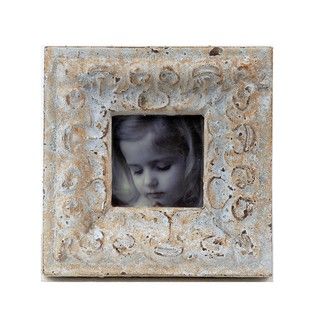 Privilege Square Distressed White Ceramic Photo Frame (Distressed whiteMaterials CeramicQuantity One (1)Setting IndoorDimensions 6.5 inches high x 6.5 inches wide x 1.5 inches thick )