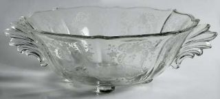 Fostoria Meadow Rose Clear Baroque Handled 4 Toed Bowl   Stem #6016,Etch #328, C