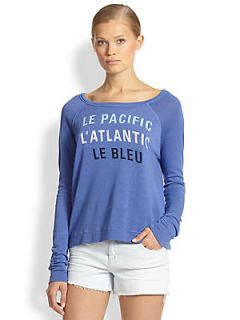 SUNDRY Printed Boatneck Sweatshirt   Iris