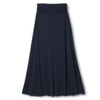 Merona Womens Knit Maxi Skirt   Black/Waterloo Blue Stripe   XS