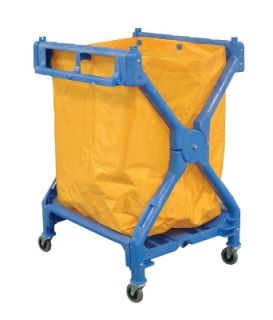 Luxor Furniture Laundry Cart w/ Blue Frame & Orange Nylon Bag
