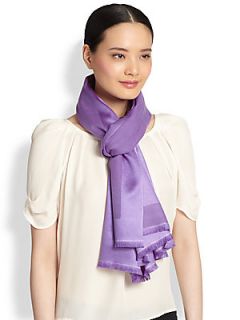 Bajra Satin Weave Cashmere & Silk Scarf   Violet