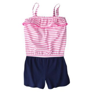 Circo Infant Toddler Girls Sleeveless Striped Romper   Pink/Navy 4T