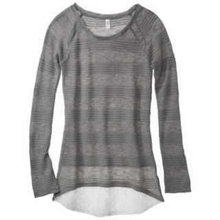 Xhilaration Juniors High Low Sweater with Crochet Trim   Gray XL(15 17)