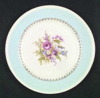 Homer Laughlin  Chateau Dinner Plate, Fine China Dinnerware   Light Blue Border,