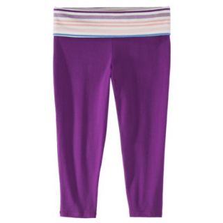 Mossimo Supply Co. Juniors Capri Yoga Pant   Purple with Striped Waistband M