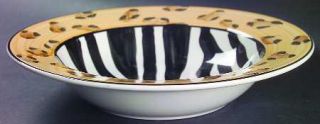 Tabletops Unlimited Menagerie Rim Soup Bowl, Fine China Dinnerware   Black & Whi