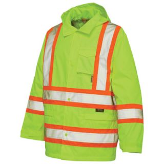 Work King Class 2 High Visibility Rain Jacket   Green, Large, Model# S37211