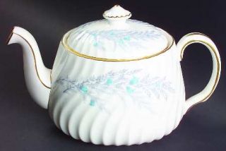 Minton Belbrachen Teapot & Lid, Fine China Dinnerware   Blue Enamelled Flowers,