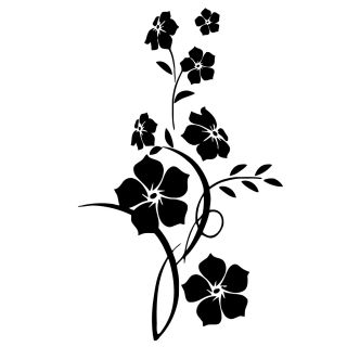 Flora Flowers Vinyl Wall Decal Art (Glossy blackDimensions 22 inches wide x 35 inches long )