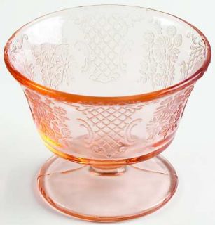 Federal Glass  Normandie Pink Champagne/Tall Sherbet   Pink, Bouquet & Lattice,
