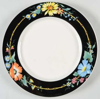 Villeroy & Boch Xenia Salad Plate, Fine China Dinnerware   Floral, Black Border