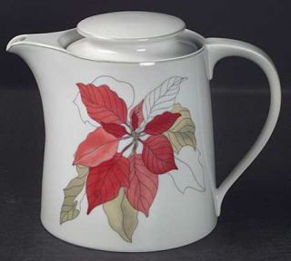 Block China Poinsettia Teapot & Lid, Fine China Dinnerware   Watercolors, Goertz