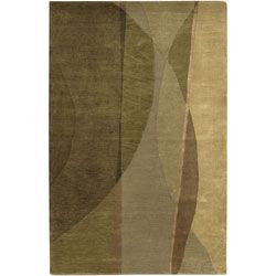 Hand knotted Brown Contemporary Soldeu Collection Wool Abstract Rug (5 X 8) (GreenPattern GeometricMeasures 0.625 inch thickTip We recommend the use of a non skid pad to keep the rug in place on smooth surfaces.All rug sizes are approximate. Due to the 