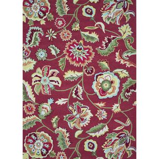 Hand hooked Marley Red Rug (5 X 7)
