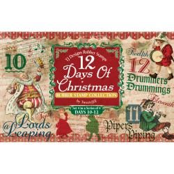 Rubber Stamp Set 12 Days Of Christmas Set 4 Days 10 12