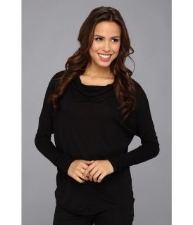 NYDJ Drape Front Top Womens Long Sleeve Pullover (Black)