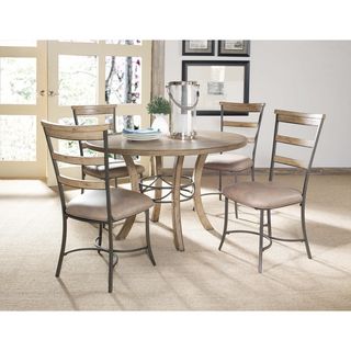 Charleston 5 piece Round Wood Base Dining Set With Ladder Back Chair