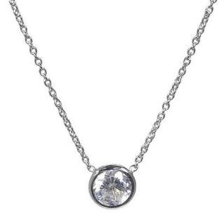 Sterling Silver Round Cut Cubic Zirconia Solitaire Necklace