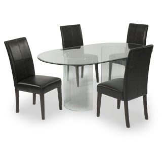 Chintaly Carmel 5 Piece Oval Dining Table Set with Parsons Chairs Multicolor  