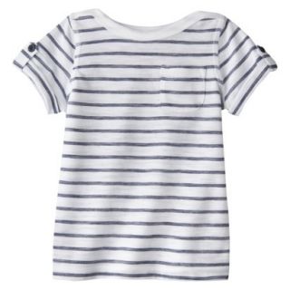 Cherokee Infant Toddler Girls Striped Short Sleeve Tee   Fresh White 3T