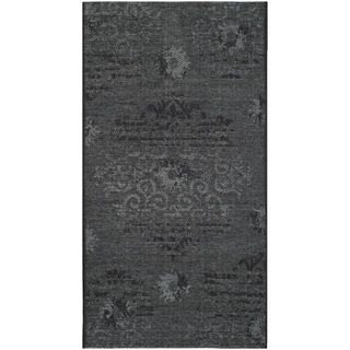 Safavieh Palazzo Black/ Grey Polypropylene/ Over dyed Chenille Rug (2 X 36)