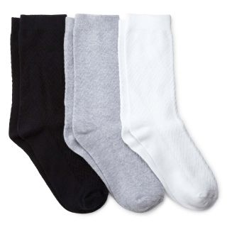3 pk. Textured Crew Socks, Black/White/Gray, Womens